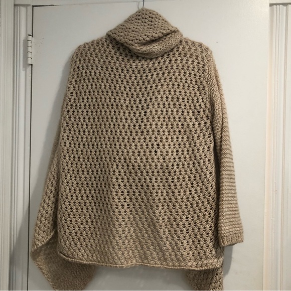 Anthropologie Sleeping on Snow Oatmeal Mohair Blend Wrap Sweater Sz. S - Picture 3 of 8